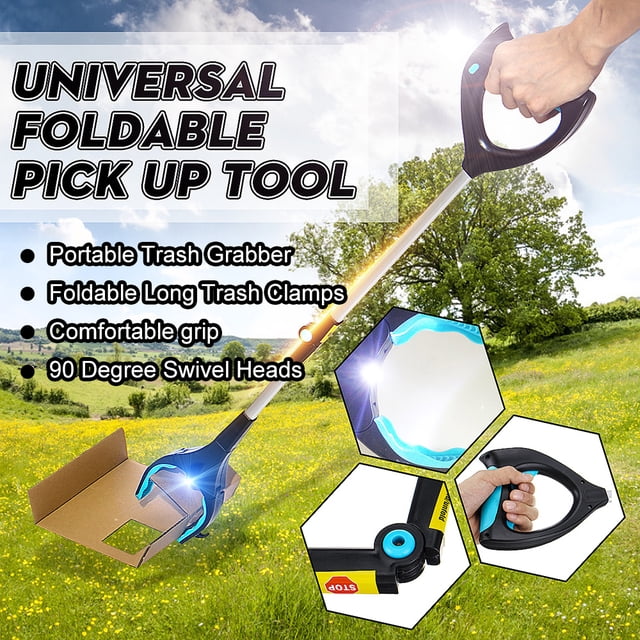 Portable Pick Up Tool Reacher Grabber Foldable Long Trash Clamps 33" inch With Gripper Lock
