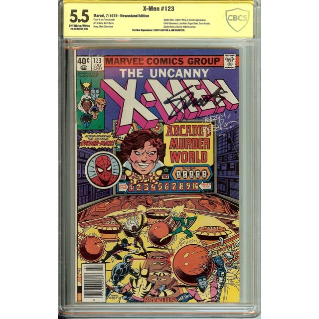 Uncanny X-Men # 123 CBCS 5.5 Firma Verificada Autografiada por Jim Shooter Terry Austin