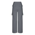 thumbnail image 4 of Tungbrin Women's Cargo Pants High Waist Solid Outdoor Casual Trouser with Pockets Stretch Soft Comfy Straight Leg Pants, 4 of 6