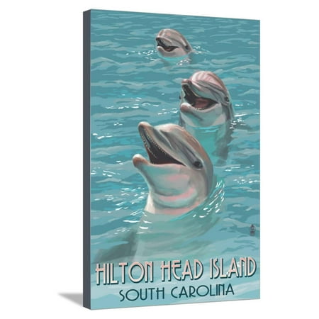 Hilton Head Island, South Carolina - Dolphins Stretched Canvas Print Wall Art By Lantern (Best Place To See Dolphins In Hilton Head)