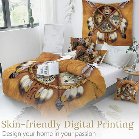 4 Bears Dreamcatcher Bedding Set 3, Native American Print Duvet Cover