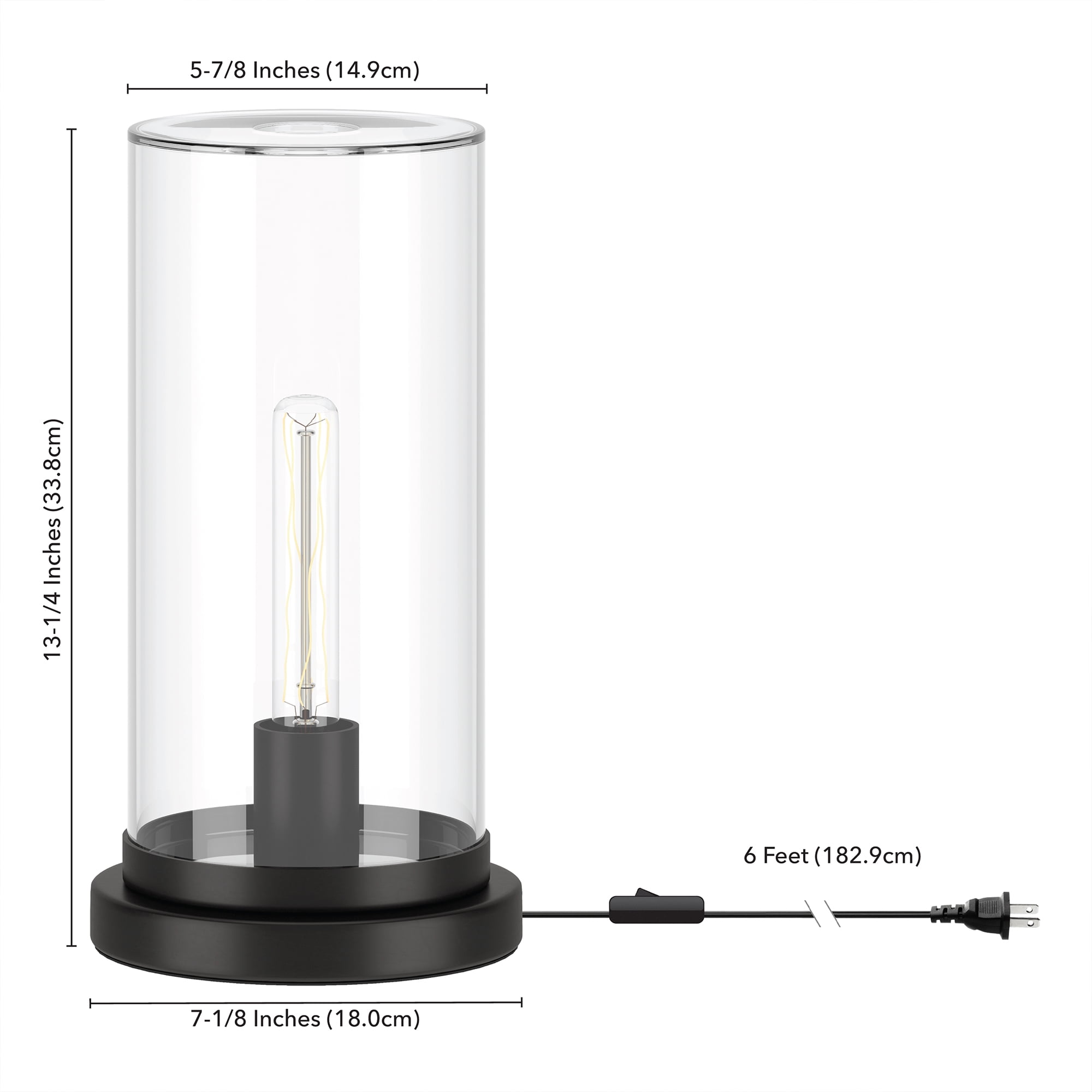 Evelyn&Zoe Perabo 13" Tall Uplight Mini Lamp with Glass Shade, Blackened Bronze/Clear