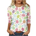 thumbnail image 2 of POTETI Easter Clothes,Womens Bunny Rabbit Summer 3/4 Sleeve Crew Neck Womens Shirts, 2 of 3