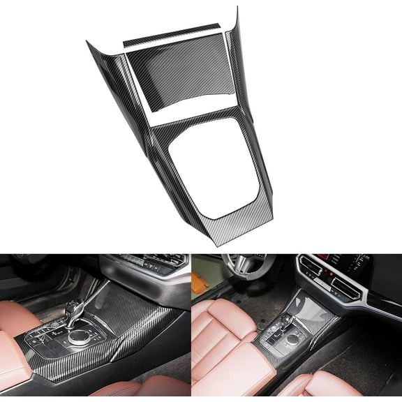 Xotic Tech Interior Center Console Gear Shift Panel Cover Trim, Carbon Fiber Pattern, Compatible with BMW 3 Series G20 G21 G22 G23 G26 G28 2019-2022