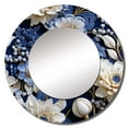 thumbnail image 2 of Designart "Intricate Lace In Cobalt Blue II" Floral Rund Mirror For Wall Decor - Large Blue Round Printed Mirror -Cottage Round Living Room Mirror - 29" x 29", 2 of 6