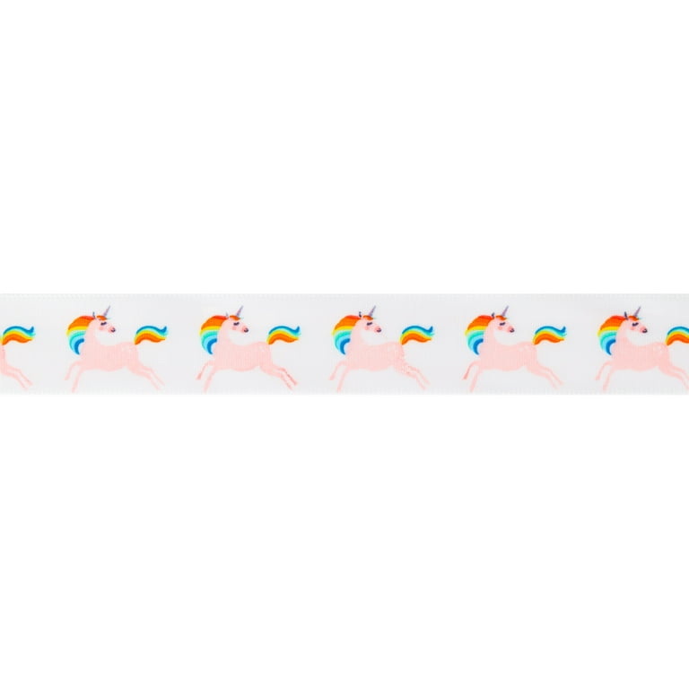 57mm wide printed cartoon unicorn ribbons sewing white ribbon