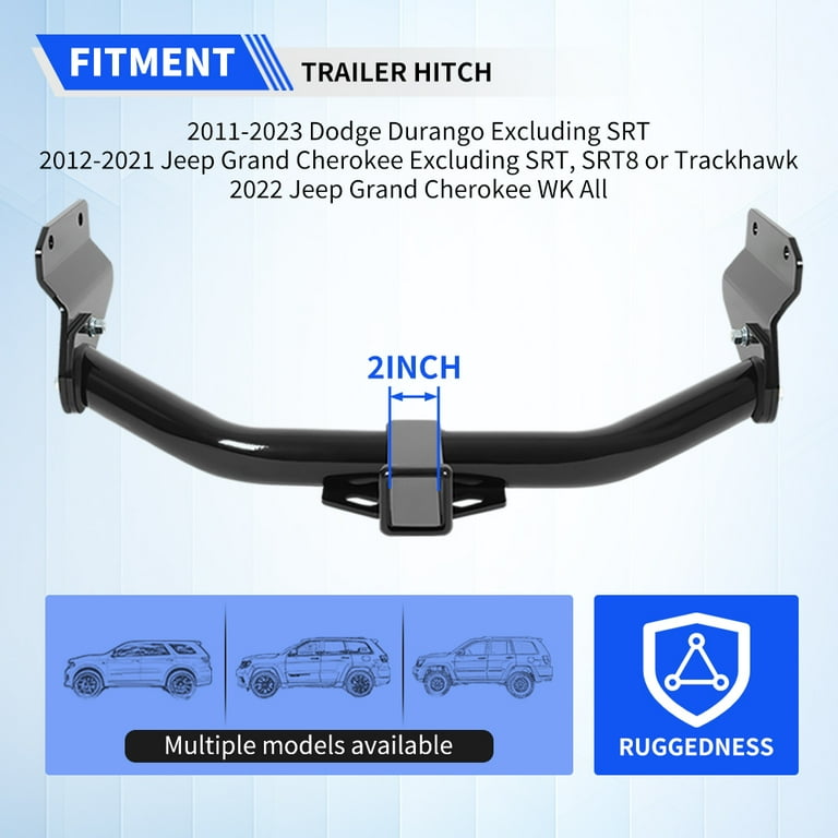 Kojem Class 3 Trailer Hitch for 2011 2024 Dodge Durango Excluding SRT Jeep Grand Cherokee Excluding SRT SRT8 or Trackhawk WK All w 2 Receiver