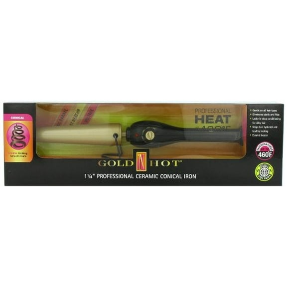 Gold 'N Hot Ceramic Conical Iron, 1-1/4 Inch Curling Iron