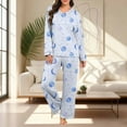 thumbnail image 6 of YanHoo Pajamas for Women Set 2 Piece Lounge Set Soft Cute Floral Printed V Neck Long Sleeve Pjs Long Pants Sleepwear, 6 of 7