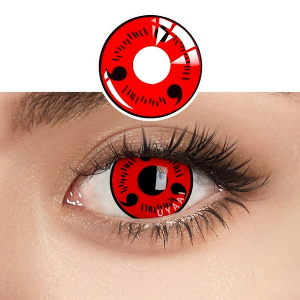 UYAAI lentes de contacto de colores para Halloween, lentillas multicolores para Cosplay de Anime, blancas, negras y rojas, 2 unidades