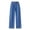 MY12-Blue, variant on Girl's Elastic Waist Straight Leg Jeans Loose Pull on Denim Pants with Pockets