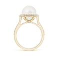 thumbnail image 2 of ANGARA Freshwater Cultured Pearl Halo Ring with Milgrain in 14K Yellow Gold for Women | June Birthstone, Birthday, Anniversary, Jewelry Gift for Women | Pearl Ring, 2 of 5