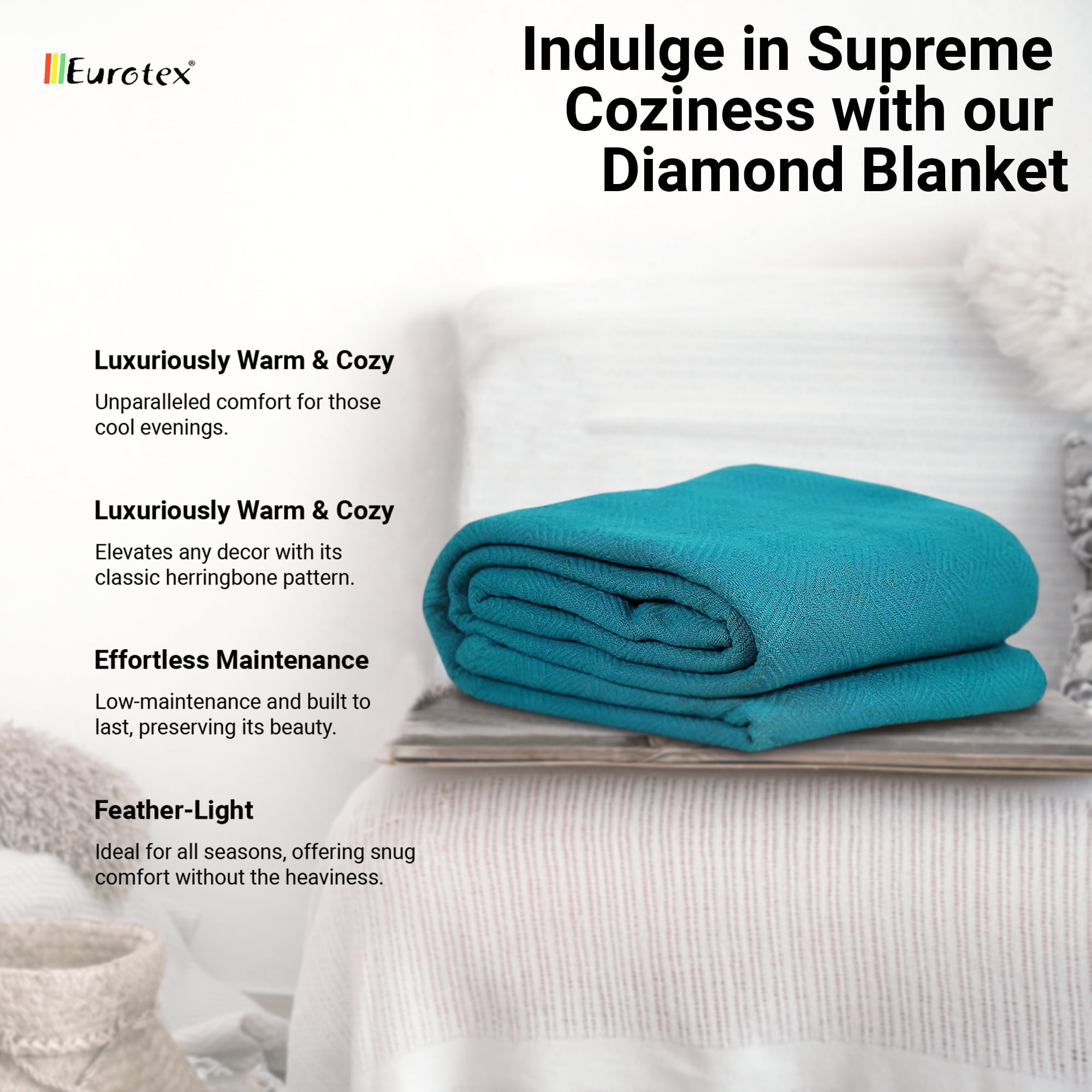 Eurotex 100% Cotton Blanket Twin 66 x 90 inches, Summer