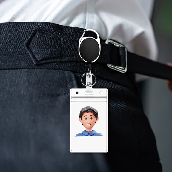sunsanly ID Badge Holder with Clip Badge Reels Retractable Heavy Duty ID Card Vertical Lanyard Holder Name Tag Holder Office Supplies