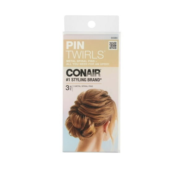 Conair Metal Spiral Hairpin Twirls, Black, 3 Ct