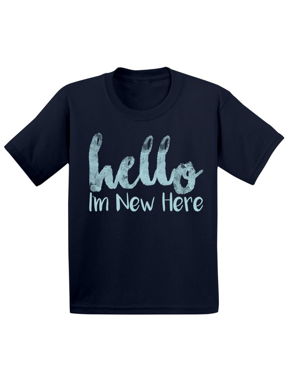 Hello I am New Here Infant Shirt I am New Here T Shirt I'm New Girls Shirts Girls Romper Blue Outfit for Baby Kids Cute T-Shirts Lovely Baby Girl Shirts Kids Birthday Gifts Boys Outfit