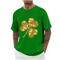 thumbnail image 1 of Blusas y camisas de manga corta con cuello redondo para hombre. Blusa de poliéster con hombros caídos y cuello redondo con estampado del Día de San Patricio., 1 of 3