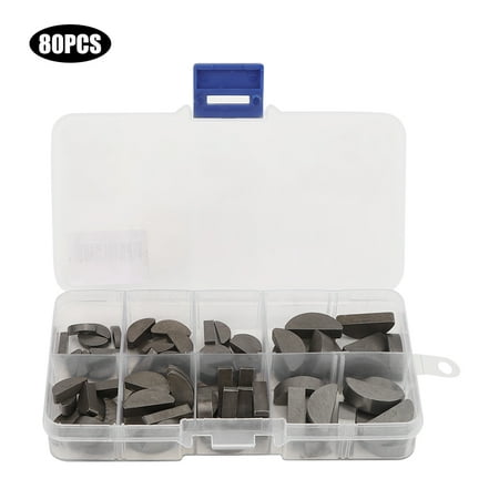 Surtido de juego de llaves semiredondas de acero inoxidable de 80 piezas, kit de varios tamaños con caja de almacenamiento