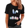 thumbnail image 1 of TSADFHJI Hauts de Noël pour Femmes Manches 3/4 Haut Décontracté à Manches Courtes Imprimé de Pâques Col Rond T-Shirt Manches Courtes m Noir, 1 of 5