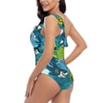 thumbnail image 5 of Yiaed Shark And Leaves Print Women One Piece Swimsuits Tummy Control One Shoulder Bathing Suits Pattern Ruffle Swimwear-XX-Large, 5 of 8