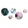 thumbnail image 2 of Designart "Green-Hued Geode Abstraction I" Abstract Marble Metal Wall Art Set of 5 Piece, 2 of 5