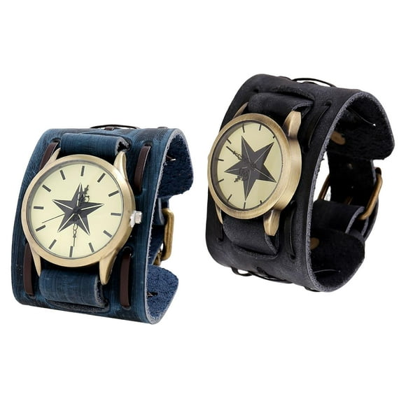 Reloj de piel sintética con esfera grande, ideal como regalo, correa ancha, estilo hip hop, para el Día del Padre, Navidad, cumpleaños y San Valentín. Azul negro