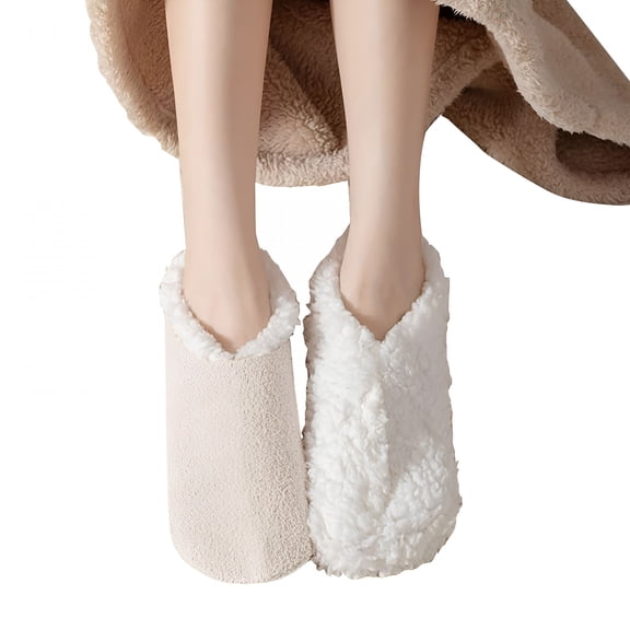 TELOLY Fleece Indoor Slipper Socks for Women, Winter Non-Slip Warm Home Bedroom Slippers Sock, Sock Slippers for Women
