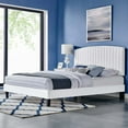 thumbnail image 2 of Platform Bed Frame, Twin Size, White, Velvet, Modern Contemporary, Bedroom Master Guest Suite Room, 2 of 9