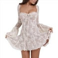 thumbnail image 3 of Vestido Mini de Mujer 2025 con Escote Cuadrado y Larga, Corte A, Corto. M, 3 of 8