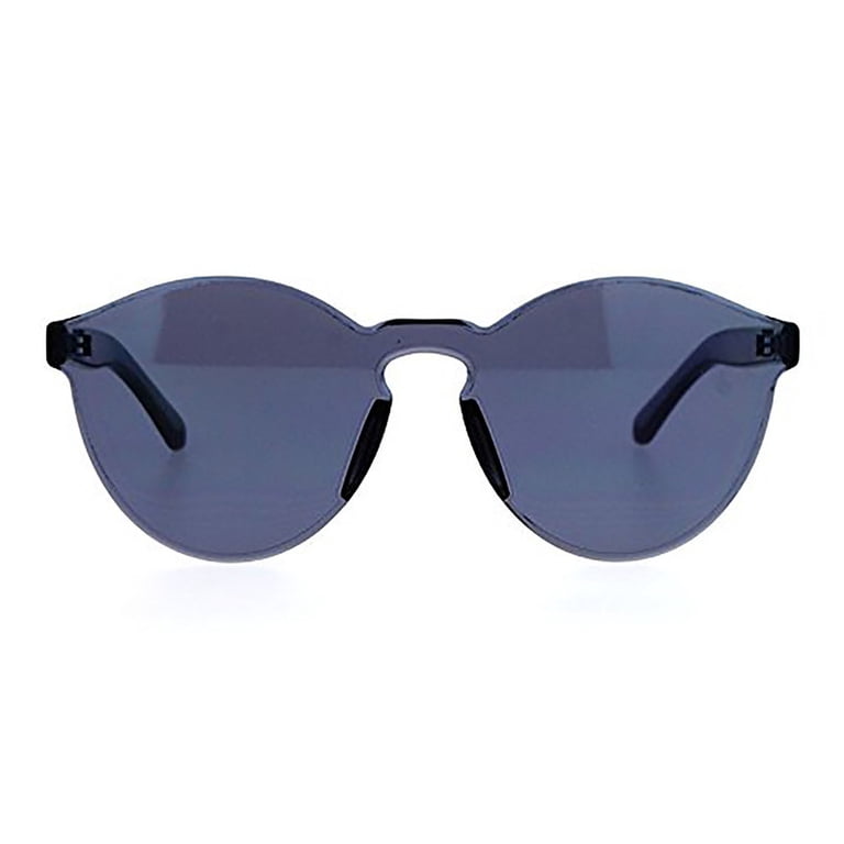Rimless Flat Lens Sunglasses One Thick Translucent Round  display picture 2