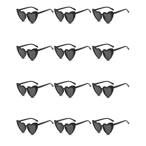 Lentes de sol PLULON con forma de corazón vintage negro x12 para mujer