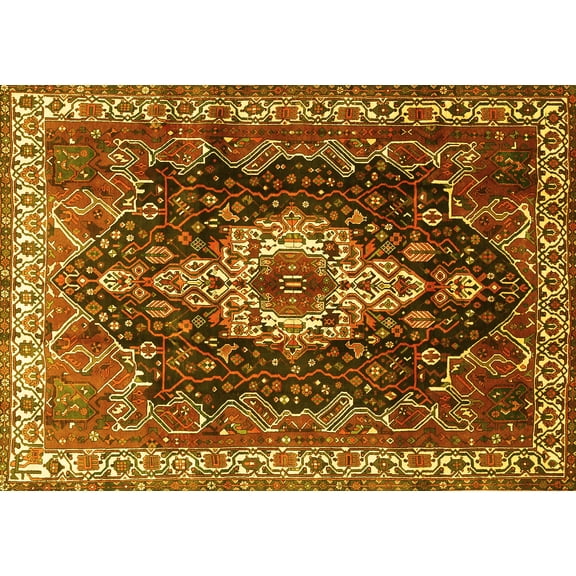 Ahgly Company Indoor Rectangle Persian Yellow Traditional Area Rugs, 5' x 7'