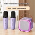 thumbnail image 2 of Mini Machine for Kids Girls & Boys - Portable Bluetooth Speaker with 2 Wireless Microphones - Kids Birthday Gifts for Ages 4-10 - Kids' Instrument Accessories - Purple, 2 of 5