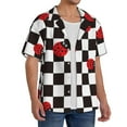 thumbnail image 2 of Gukieu Ladybugs Of Black And White Checkers Print Men's Short-sleeved Shirts, Button-down Pocket Shirts, T-shirts, Beach Vacation Travel Summer Clothing-Medium, 2 of 5