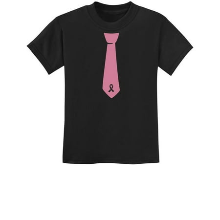 Breast Cancer Awareness - Pink Ribbon Tie Youth Kids T-Shirt Large Black