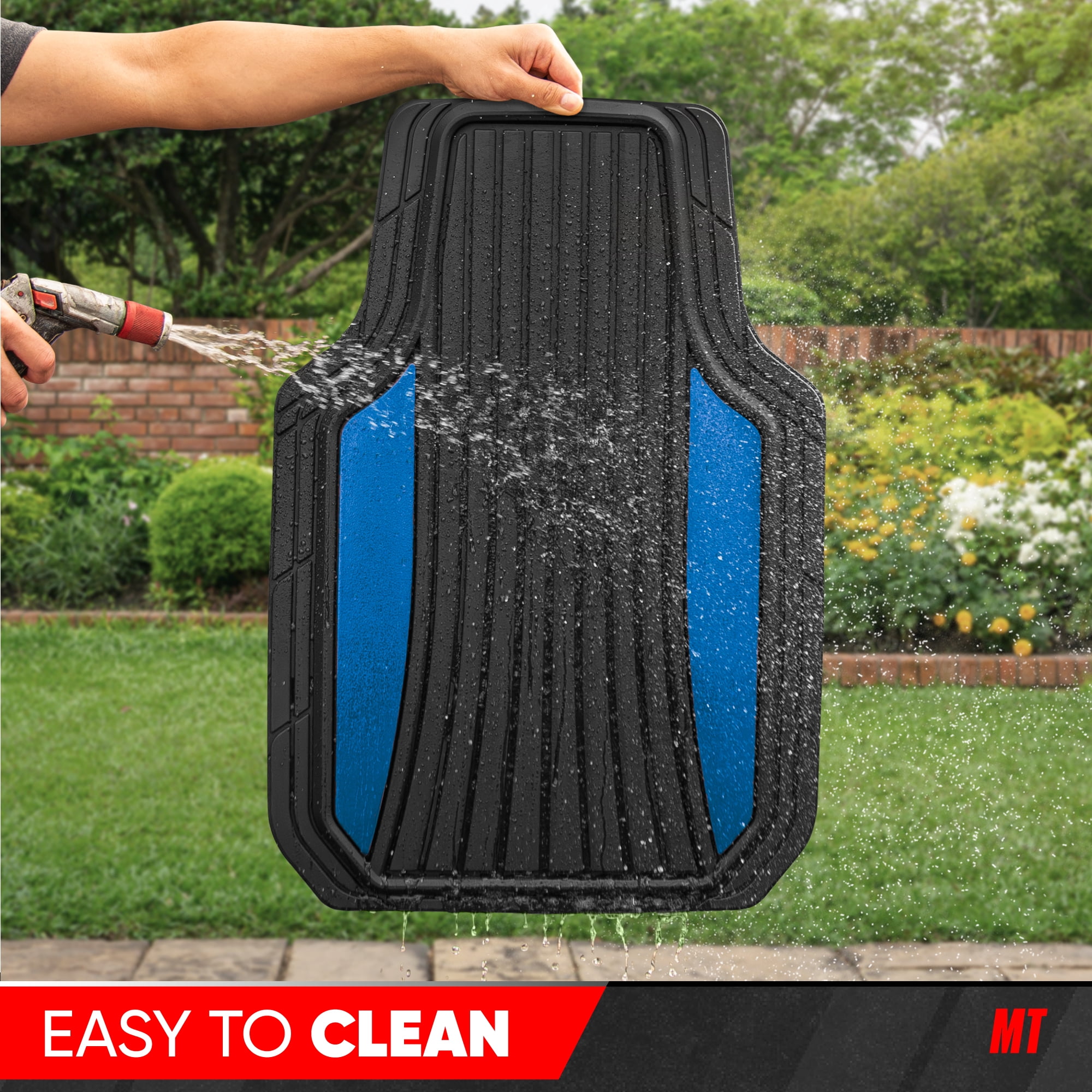 Motor Trend ChromeTech Car Floor Mats Full Set - Durable Rubber Floor Mats For Cars With Two Tone Accent, All Weather Interior Protection For Front And Rear With Non-Slip Backing, Black - Foto 12