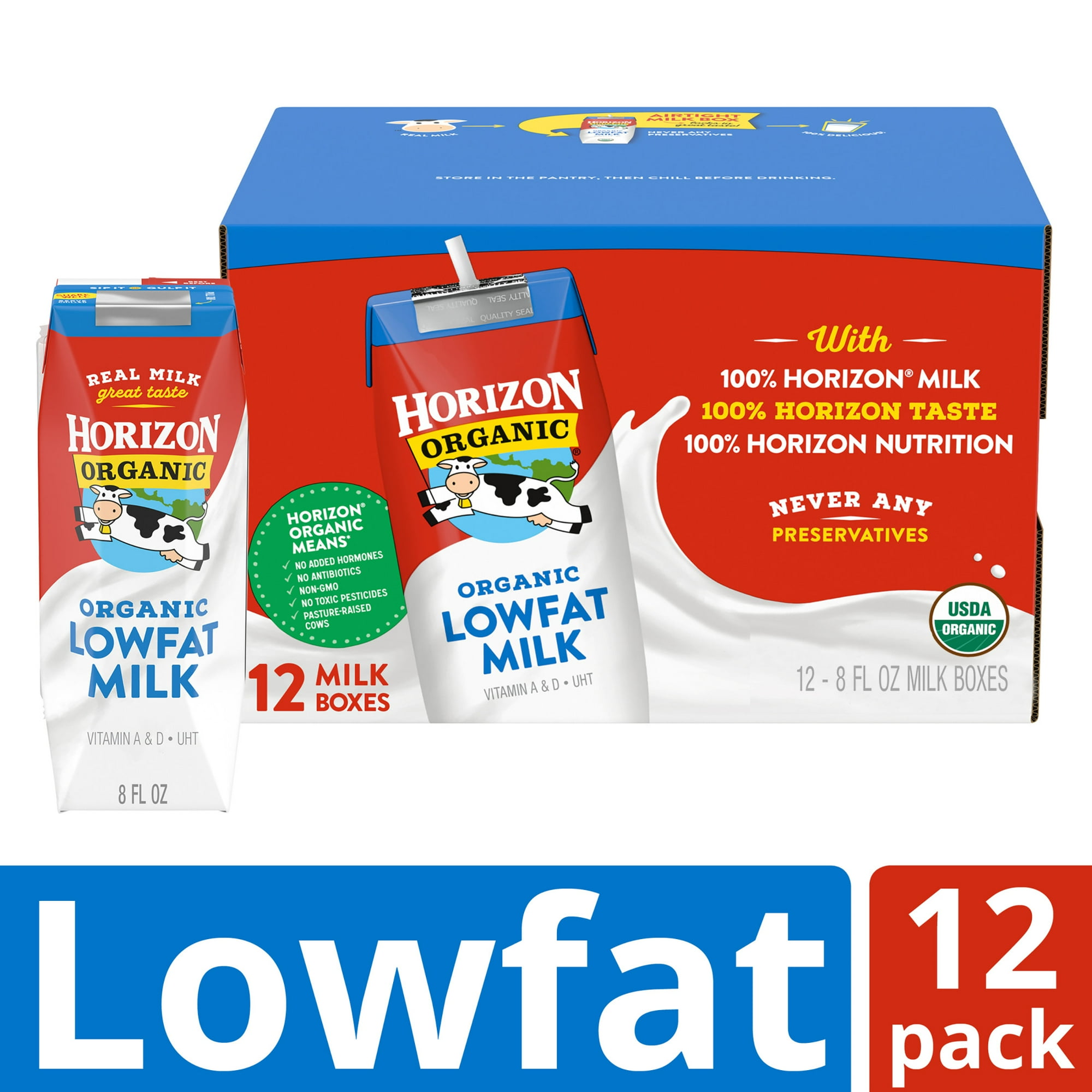 Horizon Organic Shelf Stable 1% Lowfat Milk Boxes, 8 fl oz, 12 Count