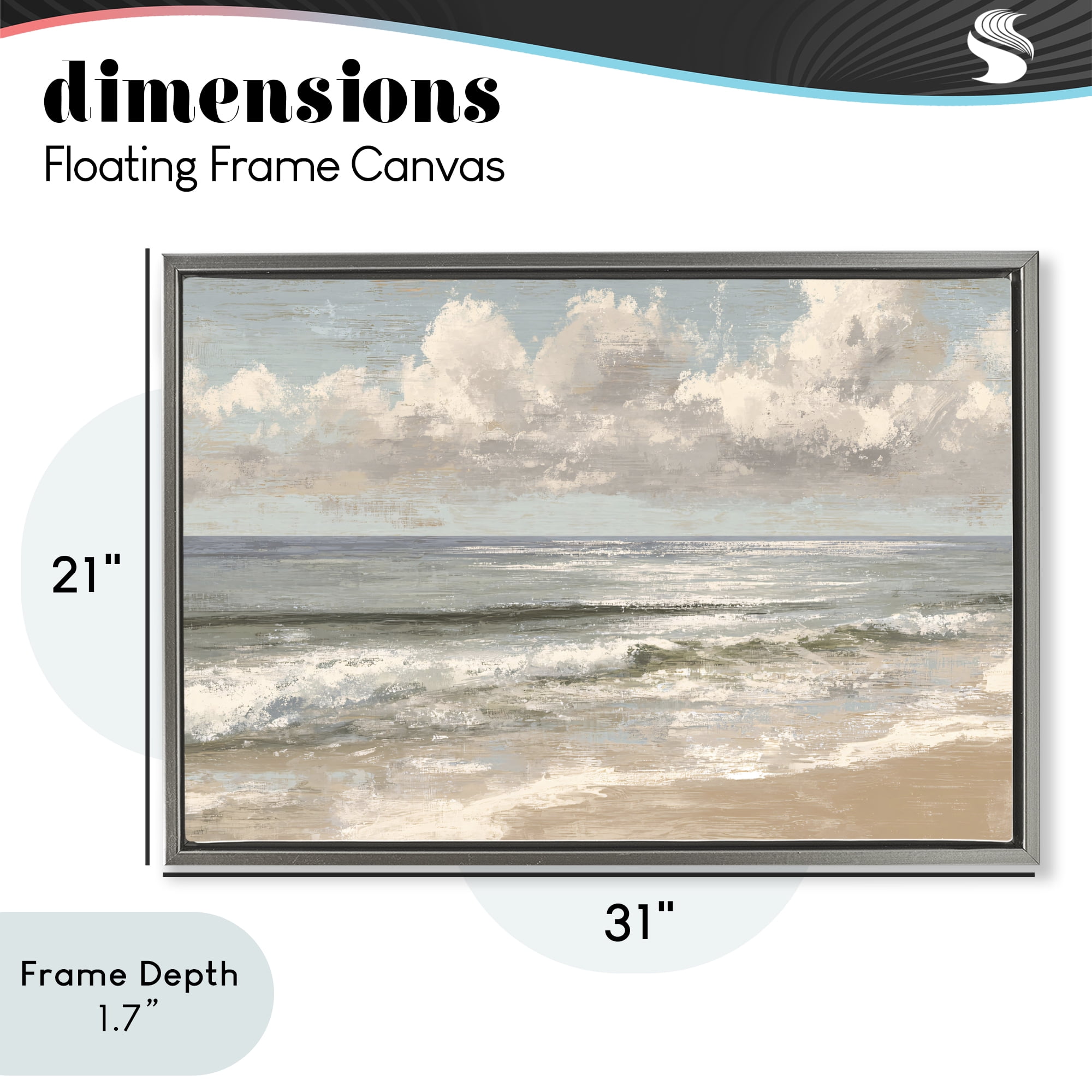 Stupell Industries Distressed Beach Horizon Gray Framed Floater Canvas Wall Art, design by Jacky Ngan