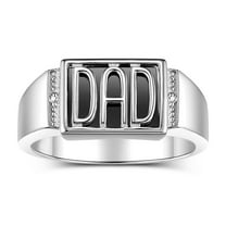 RYLOS Men's Rings Sterling Silver DAD Ring With Diamonds and Black Onyx; Rings For Men Designer Mens Jewelry Size 12