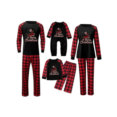 

Niuer Plaid Family Matching Christmas Pajamas 2pcs Set for Adult Long Sleeve Sleepwear Cotton PJs Men Women 2 Pieces Pants Set