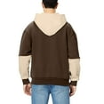 thumbnail image 5 of WTOBBY Men's Patchwork Color Block Hoodie, Long Sleeve Casual Pullover Sweatshirt, Artistic Street Style Design,Brown L, 5 of 5