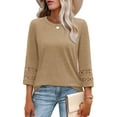 thumbnail image 5 of Ronuti Womens 3/4 Sleeve Tops Ladies Blouses Crew Neck T Shirts for Women Loose Fit Tunic Tops, 5 of 7