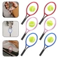 thumbnail image 3 of 6 Set Mini Tennis Racket and Ball Set Miniature Tennis Kit Keyring Dollhouse Tennis Toy Tennis Racket Keychain Mini Tennis Cake Topper for Sports Equipment, 3 of 8