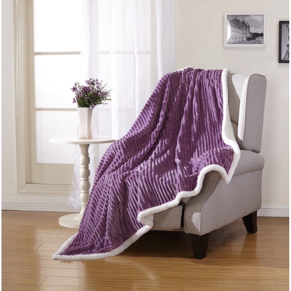 Ultra Soft Cozy Sherpa Ribbed Hypoallergenic Throw Blanket Covers