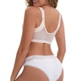 thumbnail image 3 of INSPIRE CHIC Women's Deep V Adjustable Straps Soft Underwire Support Minimizers Push-Up Front Closure Lace Everyday Bras M Pink, 3 of 5