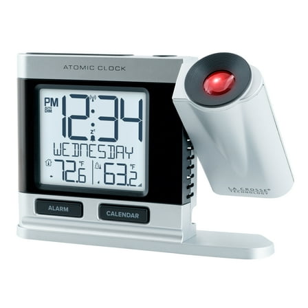 La Crosse Technology Digital Silver Atomic Projection Clock with Temperature, 616-1410