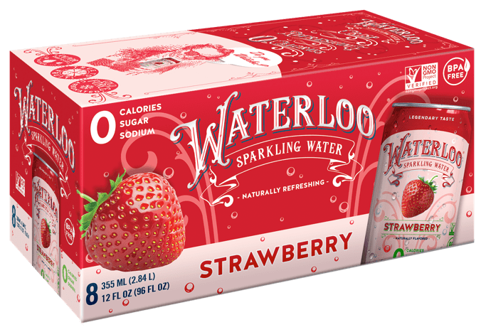 Waterloo Strawberry Sparkling Water, 12 Fl Oz, 8 Count - Walmart.com ...