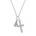 thumbnail image 2 of Delight Jewelry Silvertone Christmas Tree Zig Zag Everlasting Love Engraved Cross Zoey Necklace, 28", 2 of 4