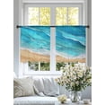 thumbnail image 3 of Teal Blue Coastal Beach Sheer Curtains 54 Inch Length 2 Panels Set, Summer Nautical Ocean Beige Seaside Voile Window Treatment Rod Pocket Short Kitchen Curtains Drapes for Bedroom 52"x54"x2, 3 of 7