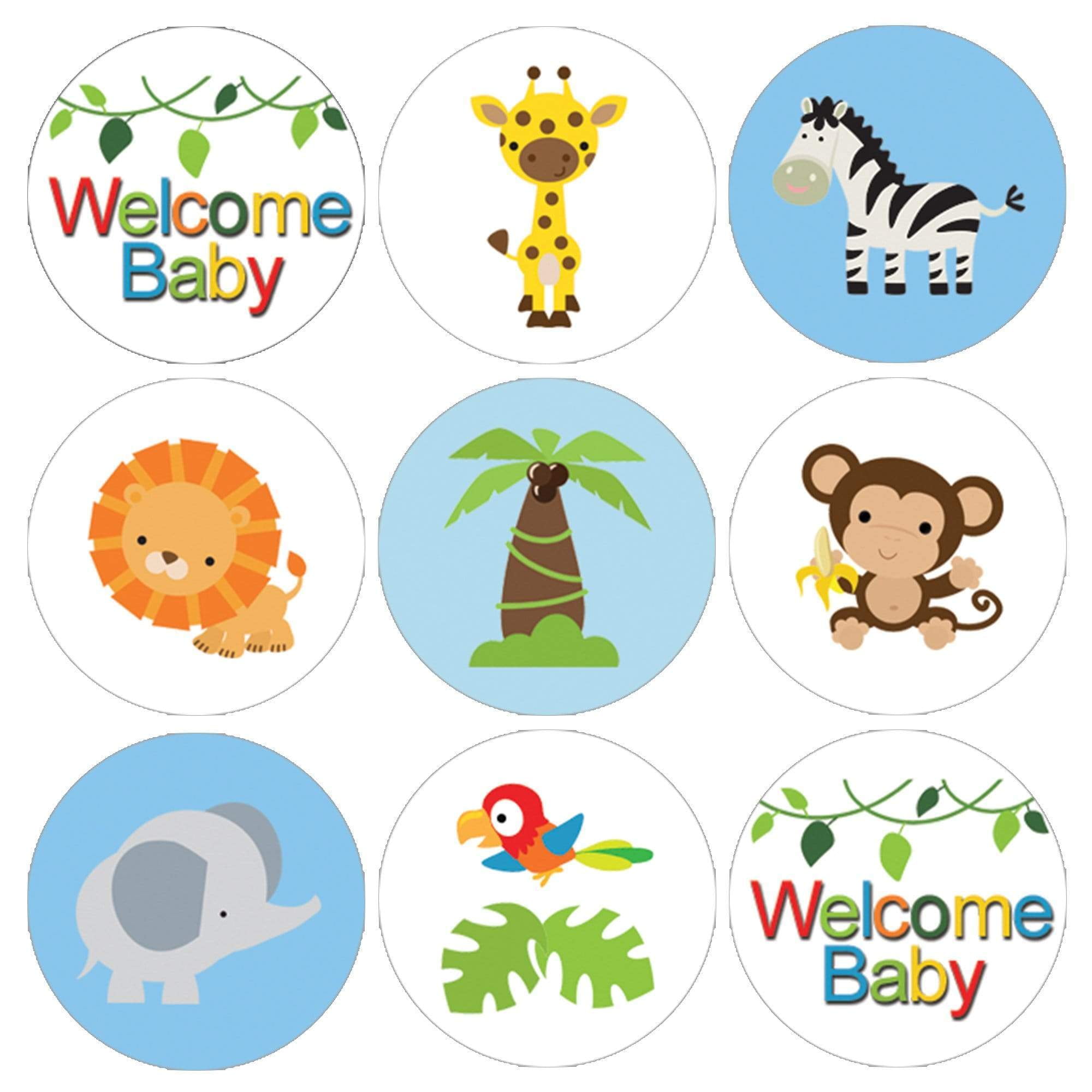 safari baby shower stickers